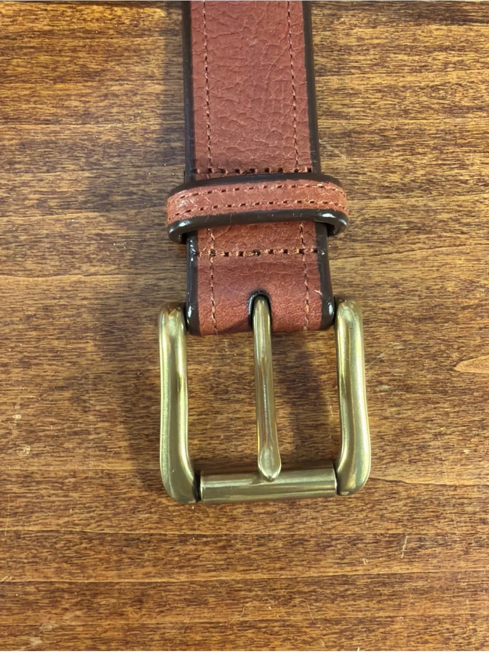 Polo by Ralph Lauren Brown Leather Belt with Brass Plaque